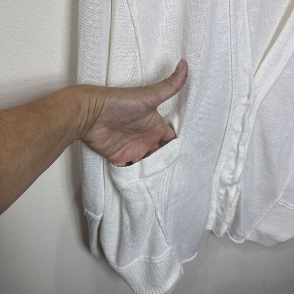 (R4) Free People Days Like This Cardigan Oversized Linen Blend White XS - Picture 12 of 13